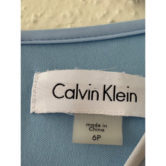 Calvin Klein Womens Sheer Floral Sleeveless Mini Dress Size 6P Blue & White - Picture 5 of 10